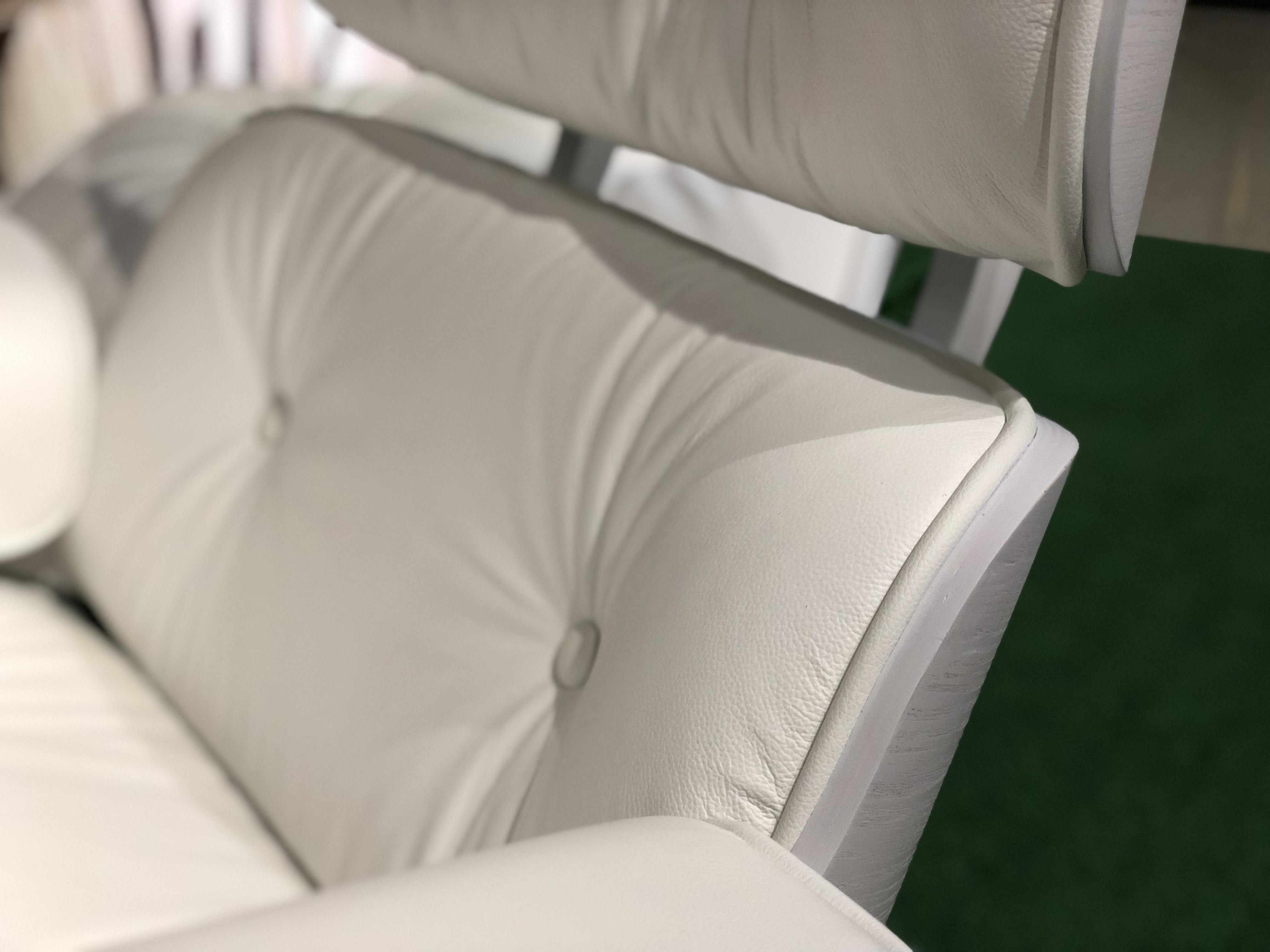 Eames Lounge Chair with white PU,white wood