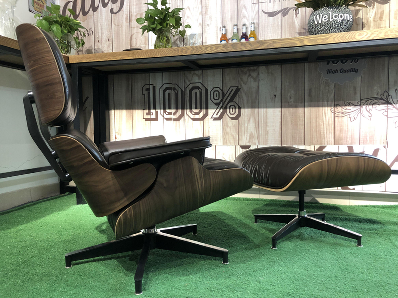 Eames Lounge Chair with leather, walnut