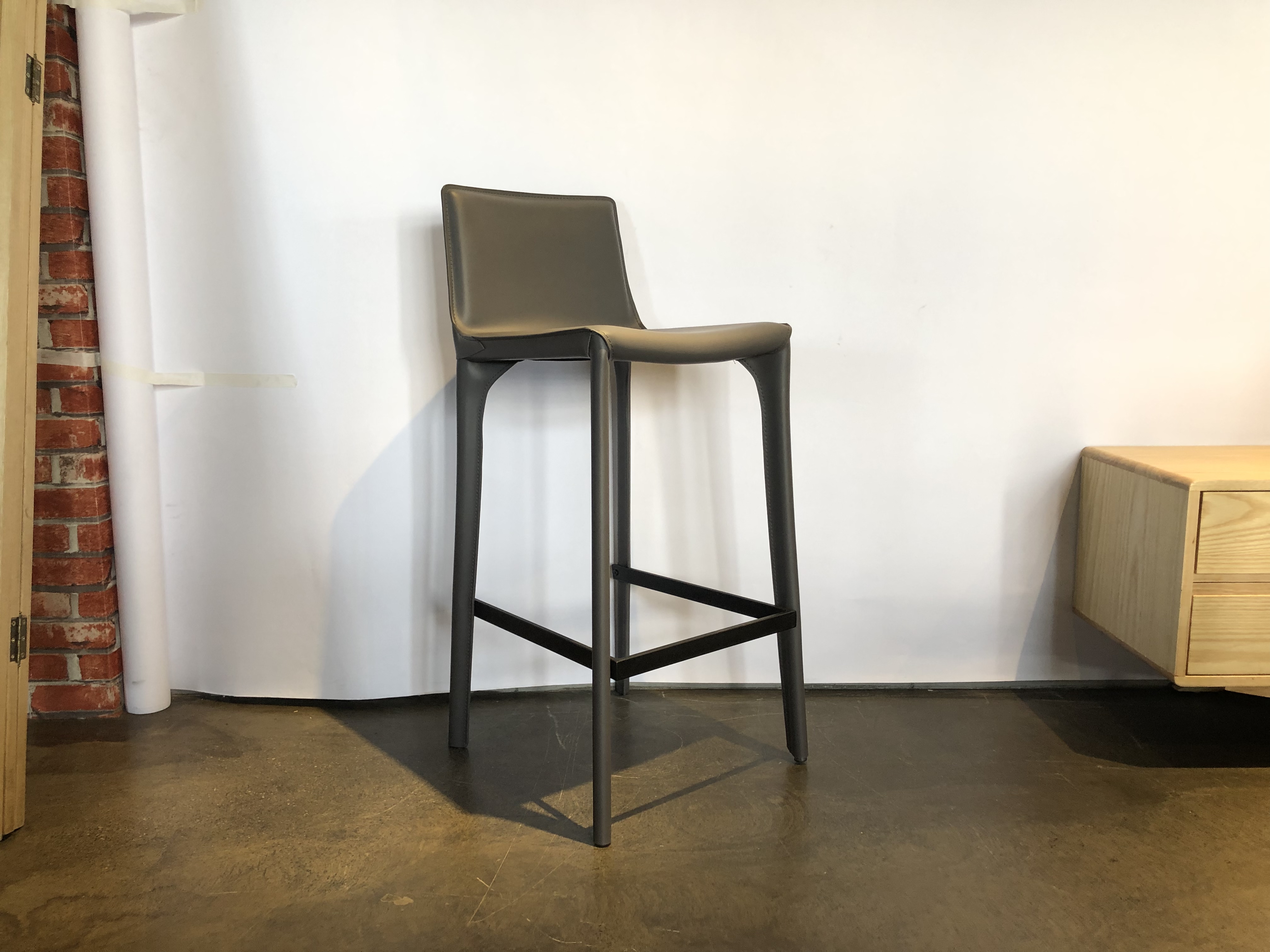 Bar stool with leather