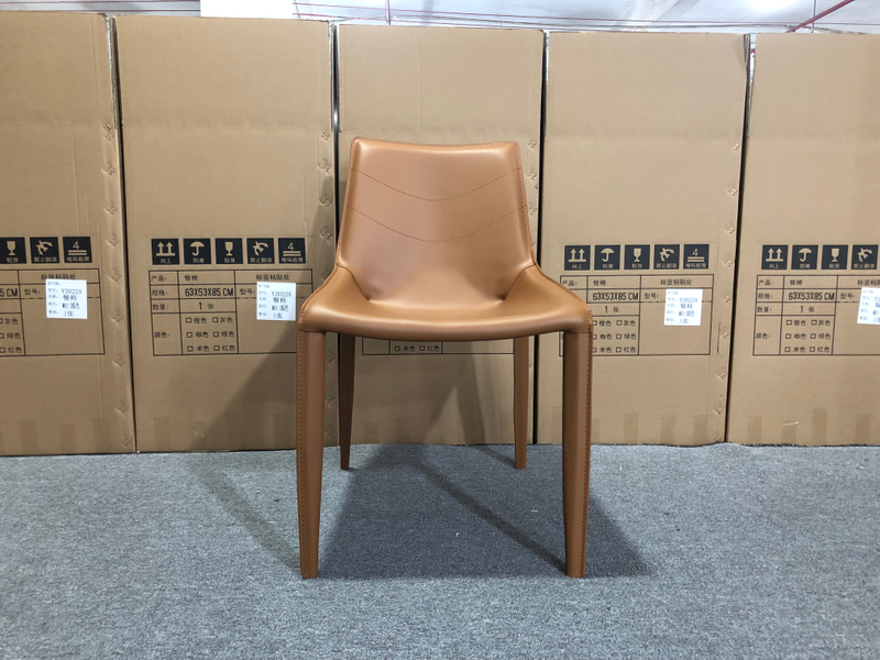 Dining chair with leather