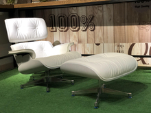 Eames Lounge Chair with white PU,white wood